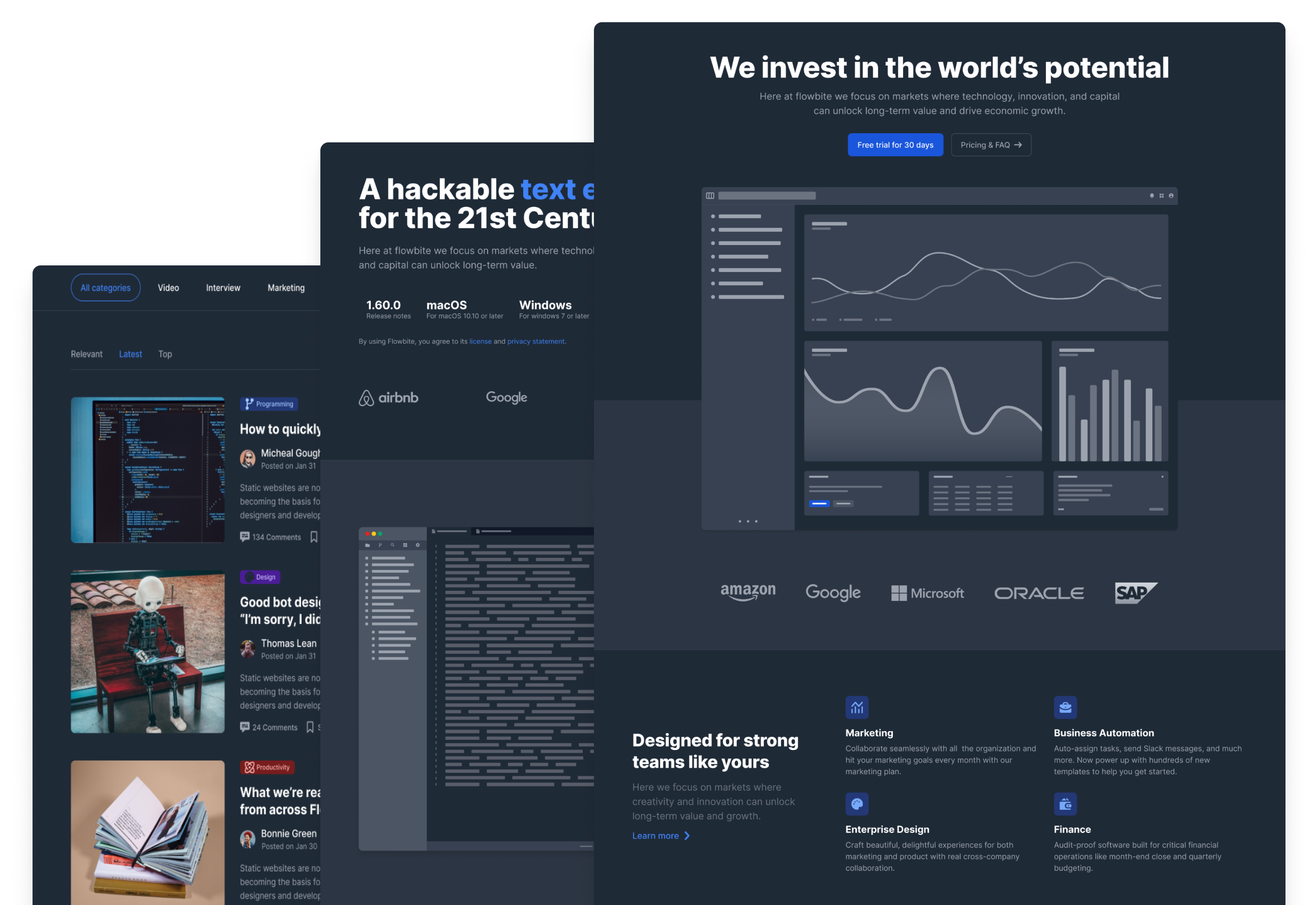 Tailwind CSS Marketing UI Templates Dark Mode